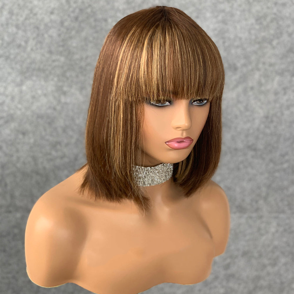 Ombre Luxury Vortex Style Straight Bob With Bang
