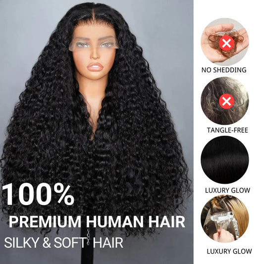 300% Density Luxury Deep Wave Virgin Human Hair HD Lace Wig Super Double Drawn Level