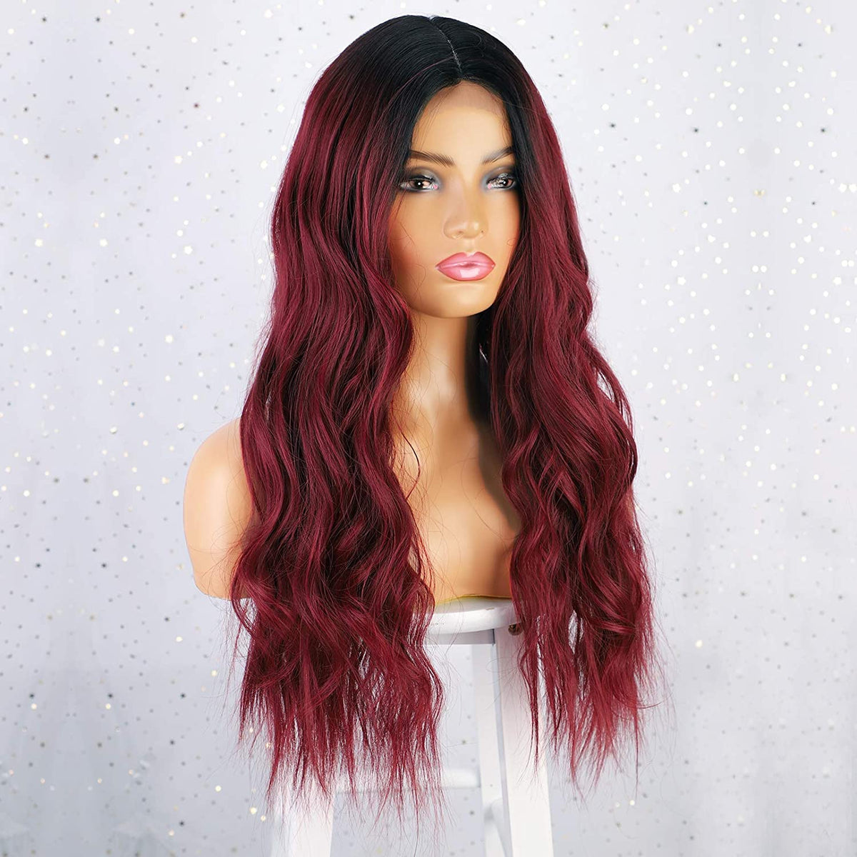 Long Black Curly Wavy Mini Lace Wig For Women