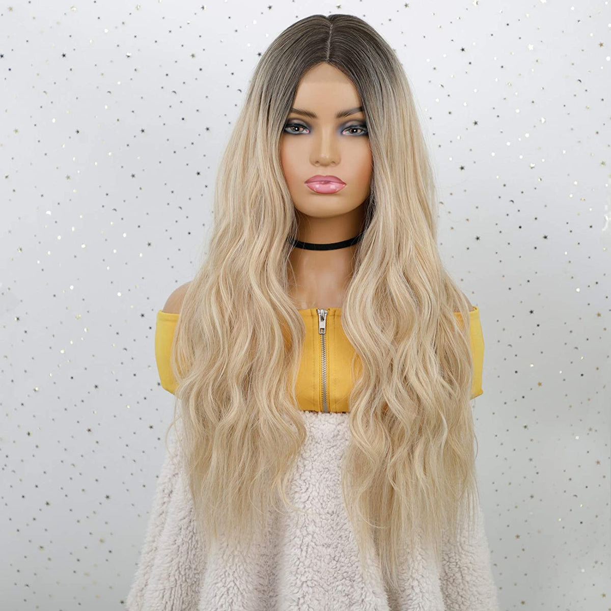 Long Black Curly Wavy Mini Lace Wig For Women