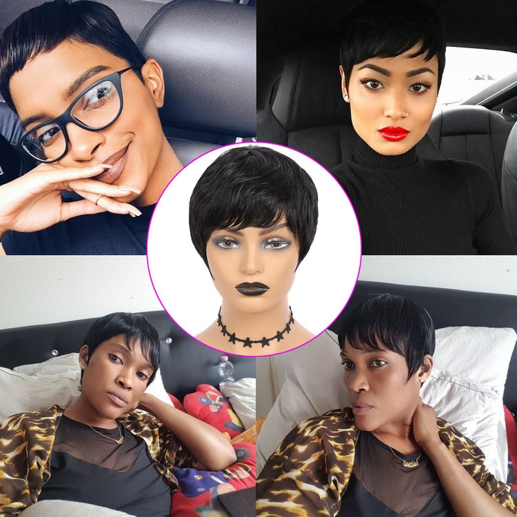 🔥 Best Sale 🔥 Put On & Go Black Pixie Cut Hair Wig丨Easy Install