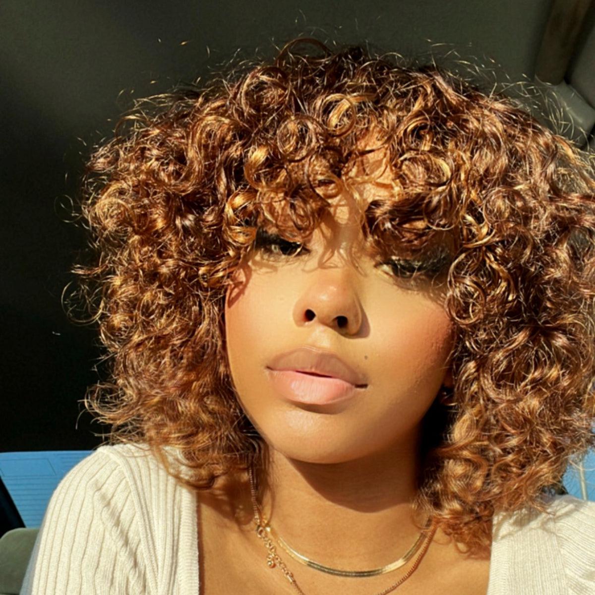High Density Messy Curly Wig With Bang