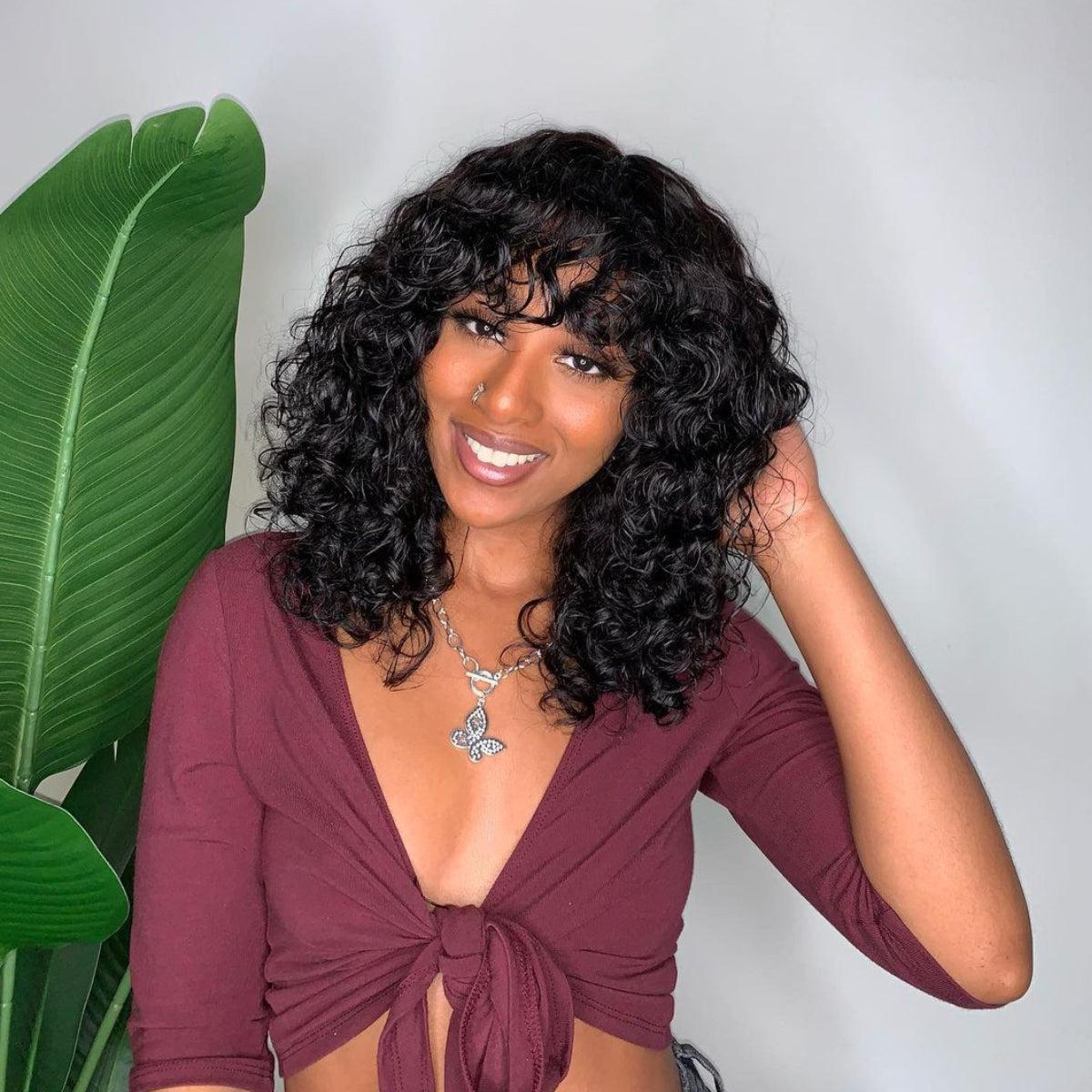 Boho Curly Bang Wig