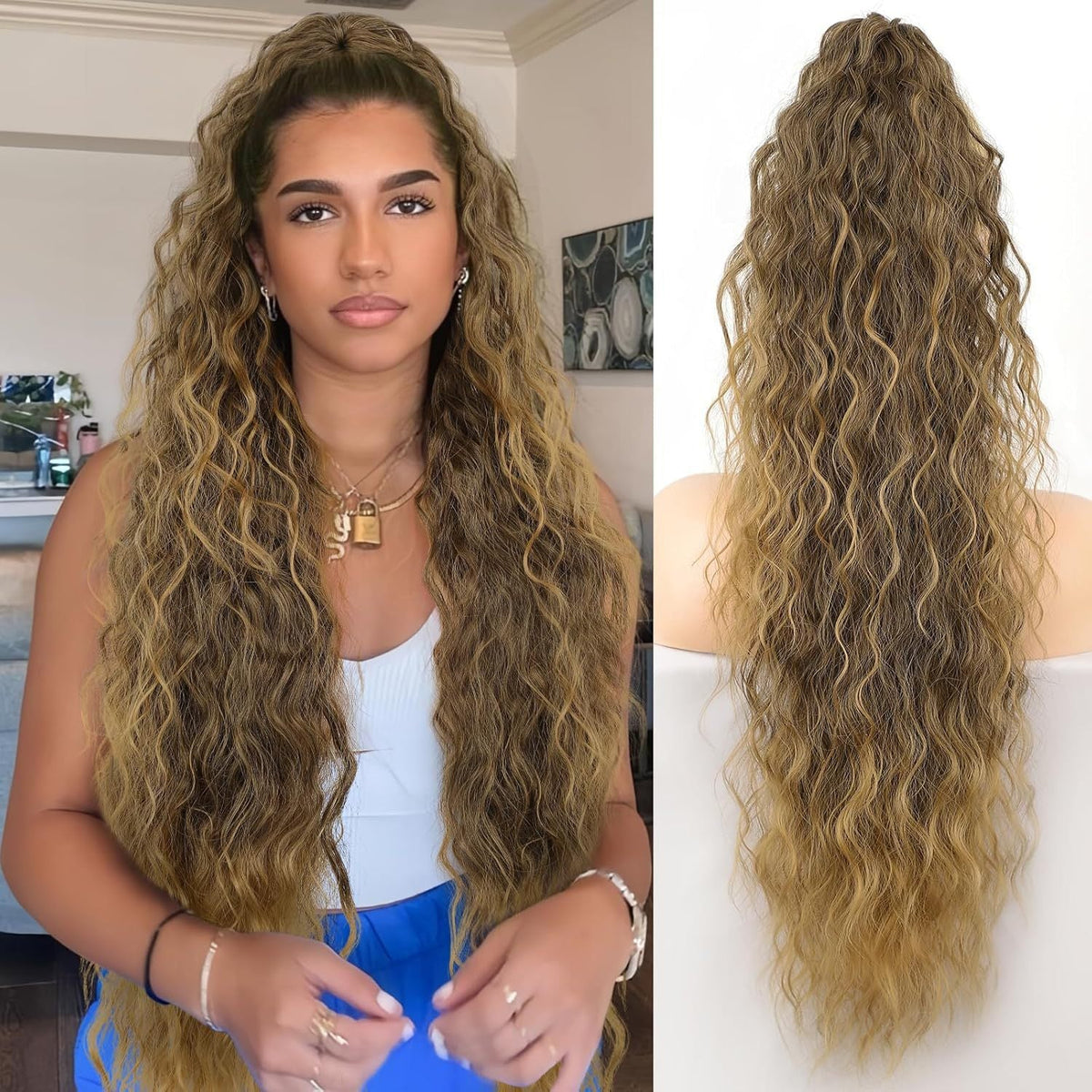Women's ponytail long curly hair bundle