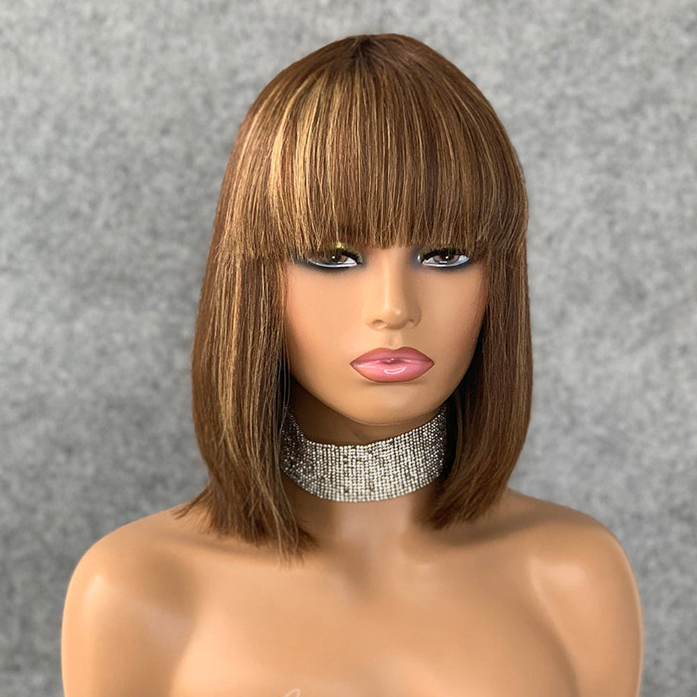 Ombre Luxury Vortex Style Straight Bob With Bang