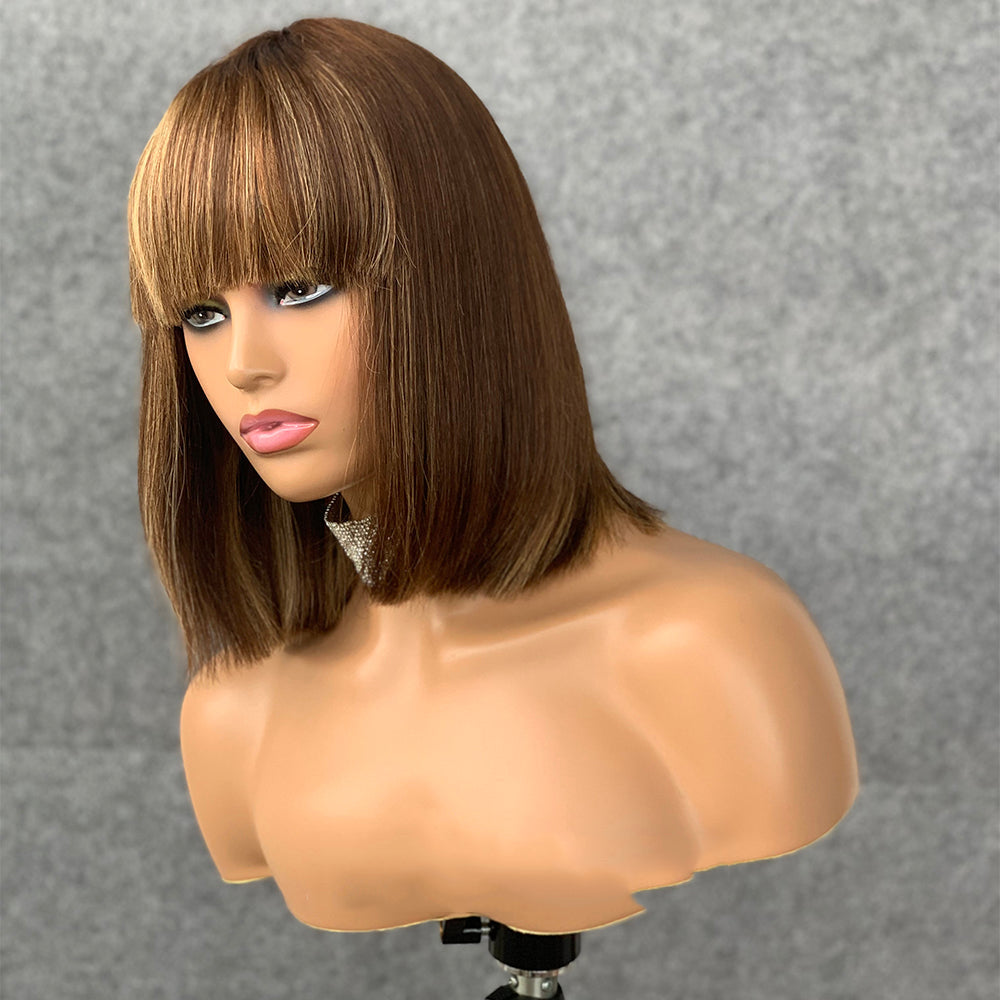 Ombre Luxury Vortex Style Straight Bob With Bang