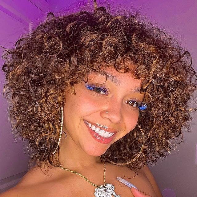 High Density Messy Curly Wig With Bang
