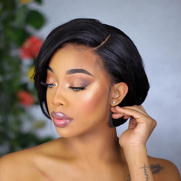 Celebrity Style Short Cut Side Part Closure Bob Wig