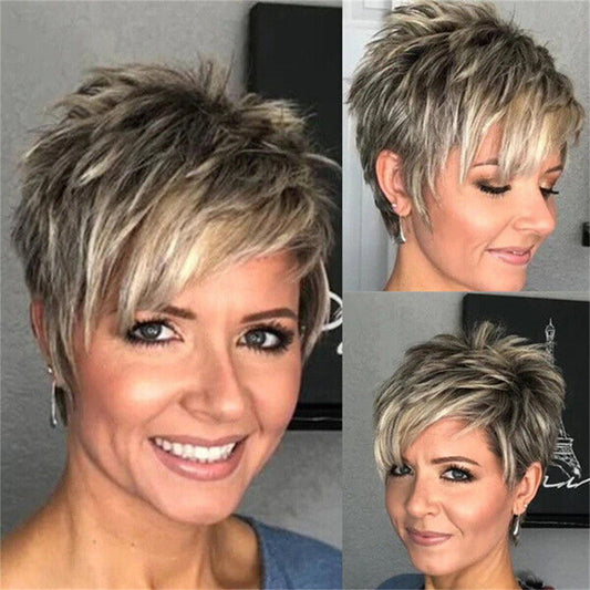 Casual Gradient Linen Gold Short Wig